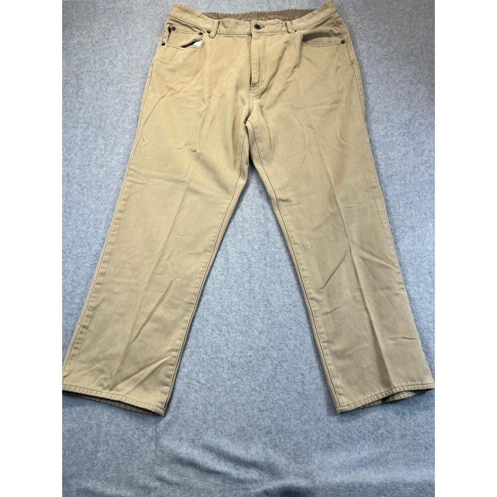 Vintage Tommy Hilfiger Mens 36x30 Khaki Tan Denim Pants Paisley Lining 90s